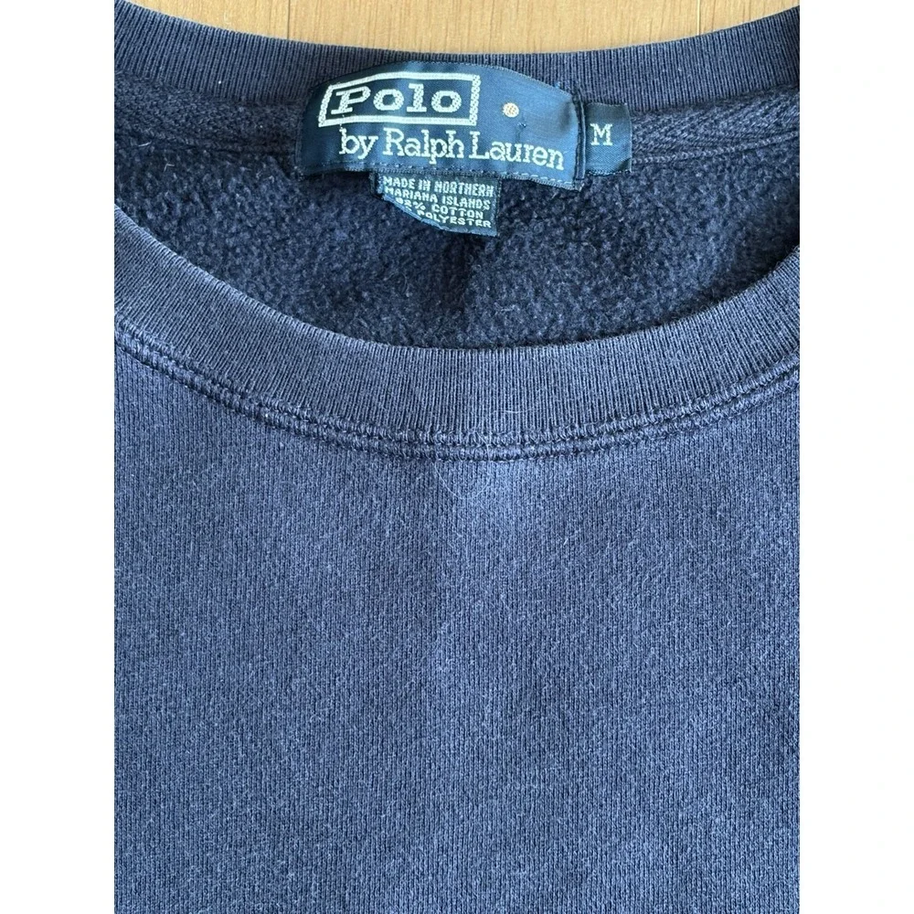 Vintage 90s Polo Ralph Lauren Sweatshirt Mens Medium Navy Blue Boxy Crewneck